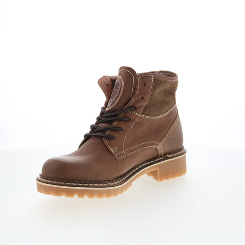Pajar Tijay 54721 Womens Brown Leather Lace Up Ankle & Booties Boots