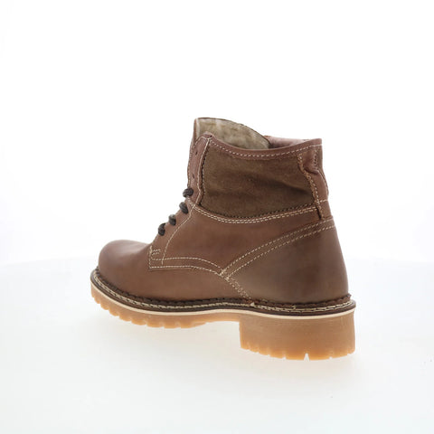 Pajar Tijay 54721 Womens Brown Leather Lace Up Ankle & Booties Boots