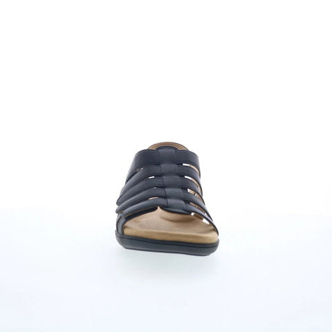 Trotters Tiki T2109-001 Womens Black Leather Strap Sandals Shoes