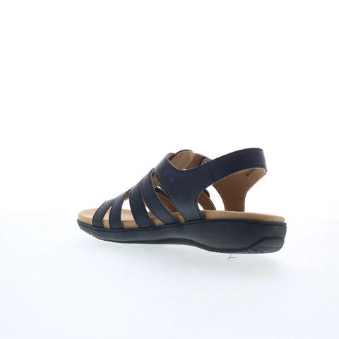 Trotters Tiki T2109-001 Womens Black Leather Strap Sandals Shoes