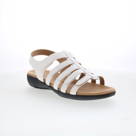 Trotters Tiki T2109-100 Womens White Leather Strap Sandals Shoes