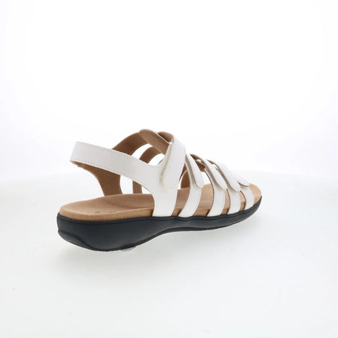 Trotters Tiki T2109-100 Womens White Leather Strap Sandals Shoes