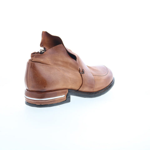A.S. 98 Tilden Womens Brown Leather Zipper Loafer Flats Shoes