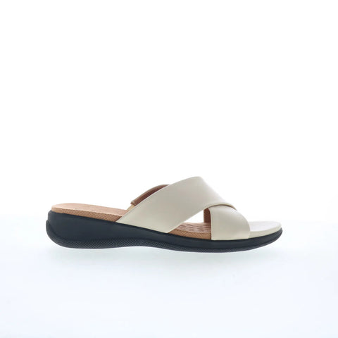Softwalk Tillman S1502-131 Womens White Leather Slip On Slides Sandals Shoes