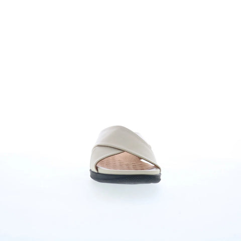 Softwalk Tillman S1502-131 Womens White Leather Slip On Slides Sandals Shoes