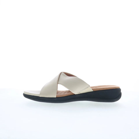 Softwalk Tillman S1502-131 Womens White Leather Slip On Slides Sandals Shoes