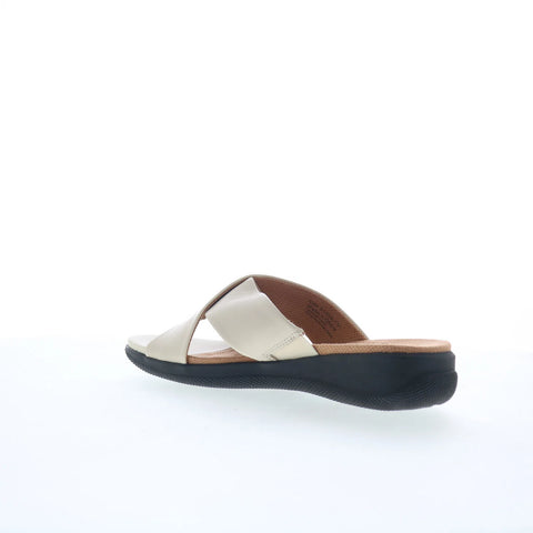 Softwalk Tillman S1502-131 Womens White Leather Slip On Slides Sandals Shoes