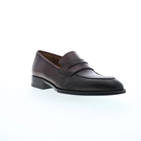 Pastori by Di Bianco Titus Calfskin Mens Brown Loafers & Slip Ons Penny Shoes