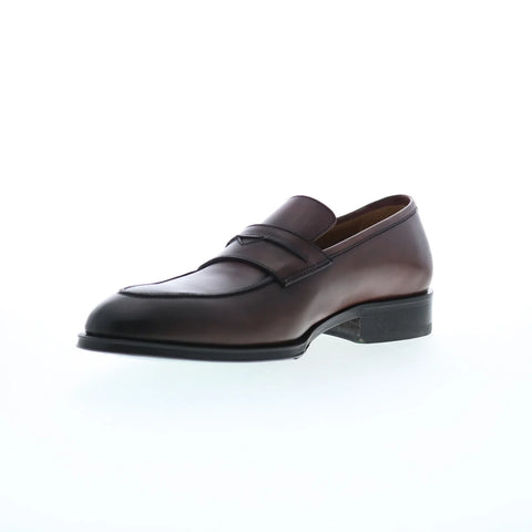 Pastori by Di Bianco Titus Calfskin Mens Brown Loafers & Slip Ons Penny Shoes