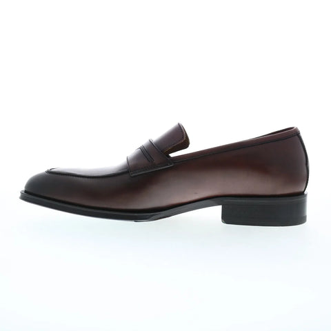 Pastori by Di Bianco Titus Calfskin Mens Brown Loafers & Slip Ons Penny Shoes