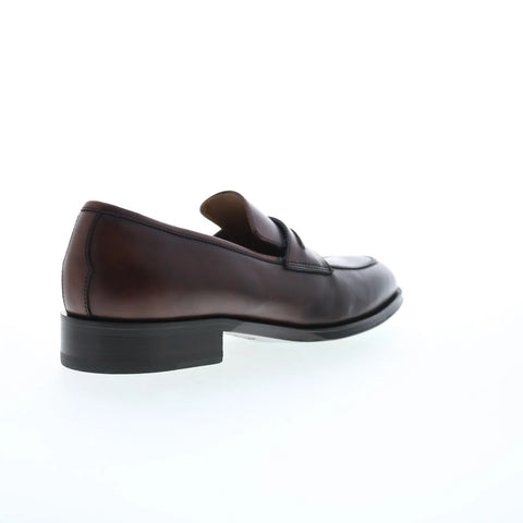 Pastori by Di Bianco Titus Calfskin Mens Brown Loafers & Slip Ons Penny Shoes