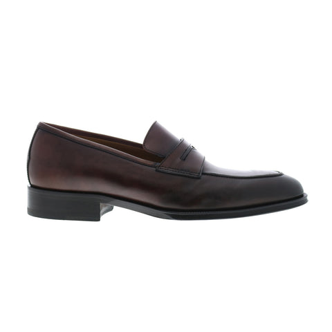 Pastori by Di Bianco Titus Calfskin Mens Brown Loafers & Slip Ons Penny Shoes