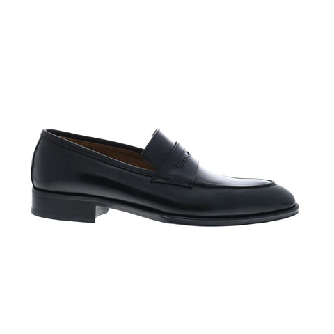 Pastori by Di Bianco Titus Mens Black Leather Loafers & Slip Ons Penny Shoes