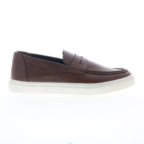 Studio Belvedere Tivoli Mens Brown Leather Loafers & Slip Ons Penny Shoes