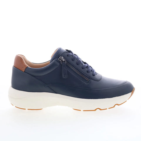 Clarks Tivoli Zip 26176649 Womens Blue Wide Leather Lifestyle Sneakers Shoes
