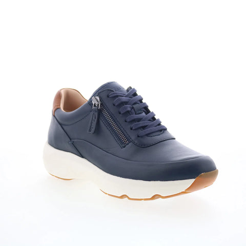 Clarks Tivoli Zip 26176649 Womens Blue Wide Leather Lifestyle Sneakers Shoes