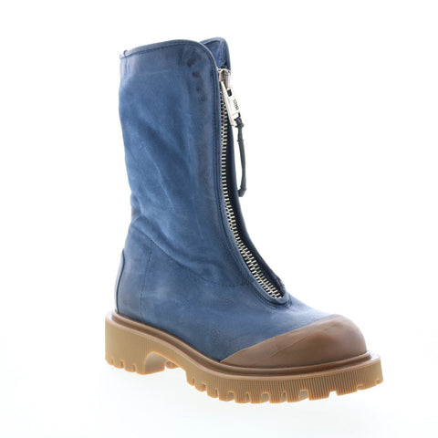 A.S. 98 Tobie Womens Blue Leather Zipper Casual Dress Boots