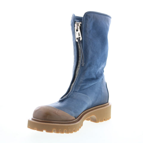 A.S. 98 Tobie Womens Blue Leather Zipper Casual Dress Boots