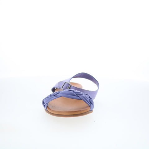 Miz Mooz Tommi Womens Purple Leather Hook & Loop Strap Flats Shoes