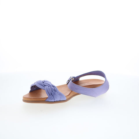 Miz Mooz Tommi Womens Purple Leather Hook & Loop Strap Flats Shoes