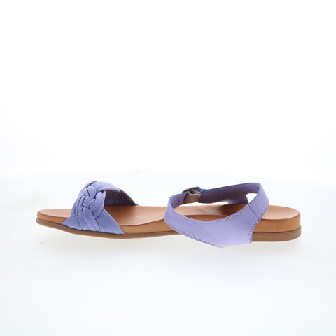 Miz Mooz Tommi Womens Purple Leather Hook & Loop Strap Flats Shoes