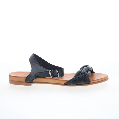 Miz Mooz Tommi Womens Black Leather Hook & Loop Strap Sandals Shoes