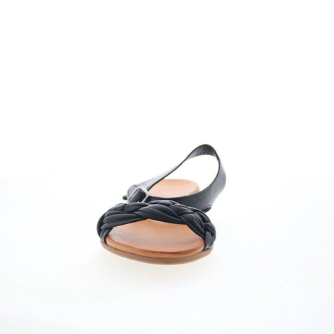 Miz Mooz Tommi Womens Black Leather Hook & Loop Strap Sandals Shoes