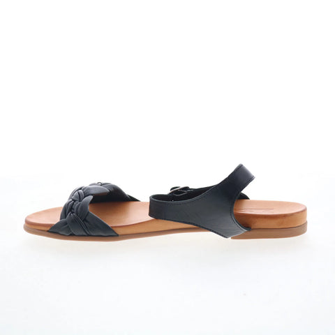 Miz Mooz Tommi Womens Black Leather Hook & Loop Strap Sandals Shoes