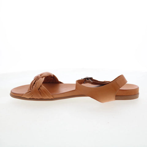 Miz Mooz Tommi Womens Brown Leather Hook & Loop Strap Sandals Shoes