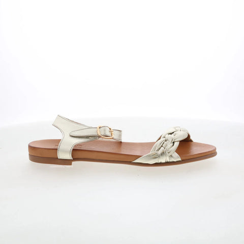 Miz Mooz Tommi Womens Gold Leather Hook & Loop Strap Sandals Shoes