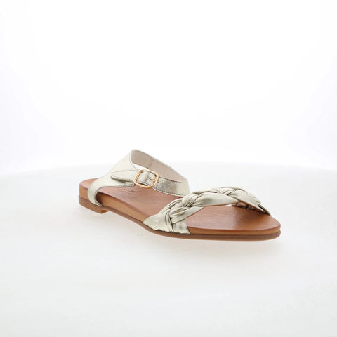 Miz Mooz Tommi Womens Gold Leather Hook & Loop Strap Sandals Shoes
