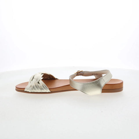 Miz Mooz Tommi Womens Gold Leather Hook & Loop Strap Sandals Shoes