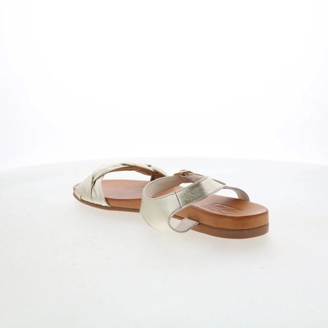 Miz Mooz Tommi Womens Gold Leather Hook & Loop Strap Sandals Shoes
