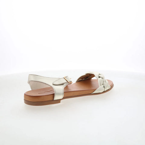 Miz Mooz Tommi Womens Gold Leather Hook & Loop Strap Sandals Shoes