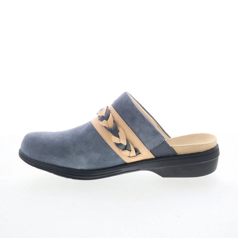 Spenco Topanga Clog SP1097IRN Womens Gray Suede Slip On Clog Flats Shoes