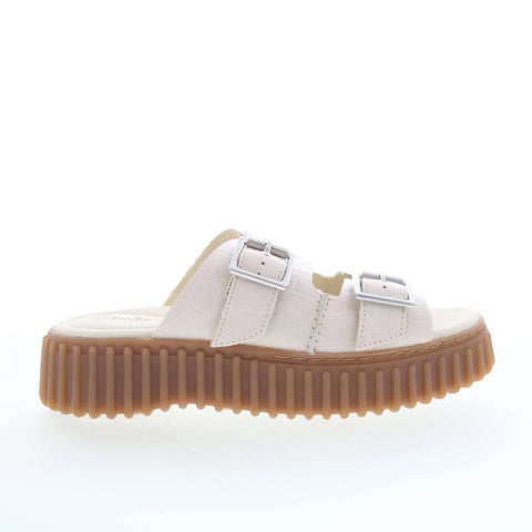 Clarks Torhill Slide 26176430 Womens White Leather Slides Sandals Shoes