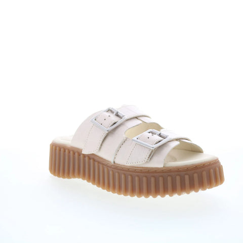 Clarks Torhill Slide 26176430 Womens White Leather Slides Sandals Shoes