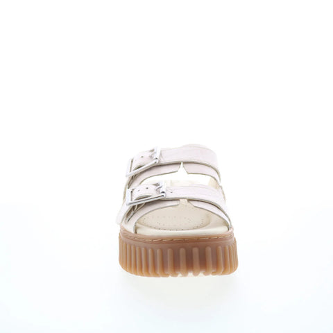 Clarks Torhill Slide 26176430 Womens White Leather Slides Sandals Shoes