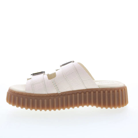 Clarks Torhill Slide 26176430 Womens White Leather Slides Sandals Shoes
