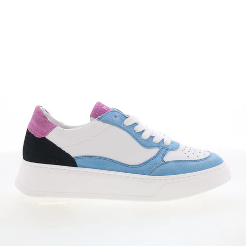 Miz Mooz Torie Womens Blue Leather Lace Up Lifestyle Sneakers Shoes