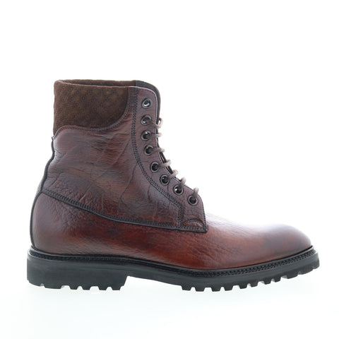 Di Bianco Torino Bisonte Mens Brown Leather Lace Up Casual Dress Boots