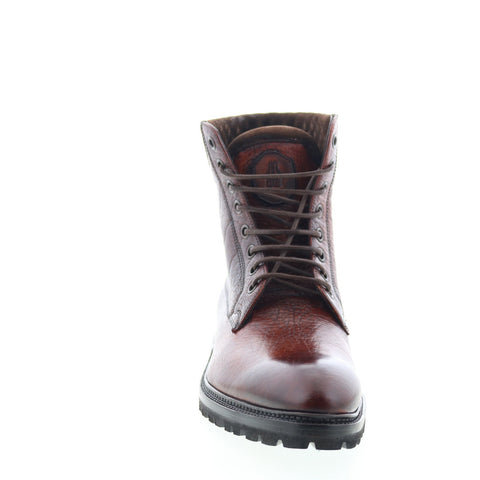 Di Bianco Torino Bisonte Mens Brown Leather Lace Up Casual Dress Boots