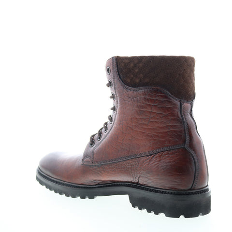 Di Bianco Torino Bisonte Mens Brown Leather Lace Up Casual Dress Boots