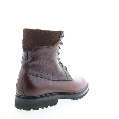 Di Bianco Torino Bisonte Mens Brown Leather Lace Up Casual Dress Boots