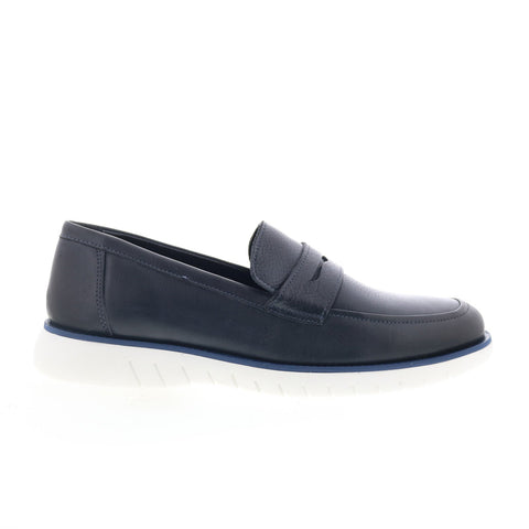 Studio Belvedere Torre Mens Blue Leather Loafers & Slip Ons Penny Shoes