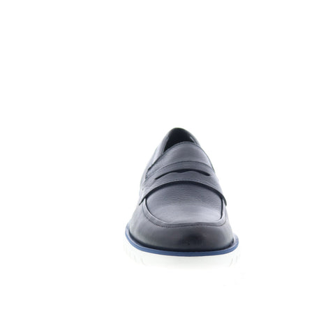 Studio Belvedere Torre Mens Blue Leather Loafers & Slip Ons Penny Shoes
