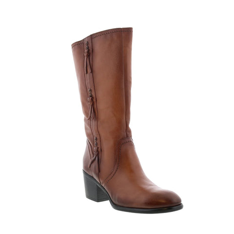 Miz Mooz Torrence Womens Brown Leather Zipper Mid Calf Boots