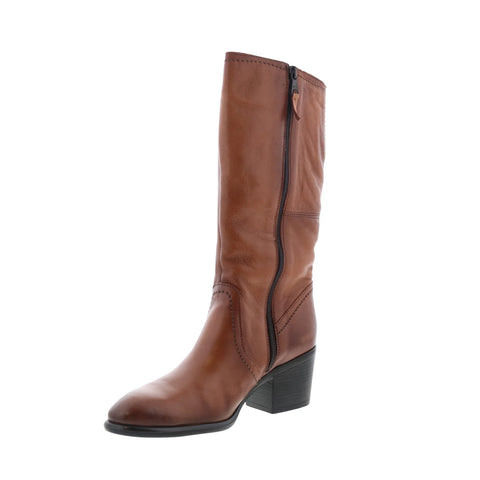 Miz Mooz Torrence Womens Brown Leather Zipper Mid Calf Boots