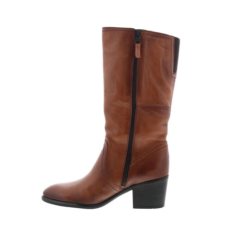 Miz Mooz Torrence Womens Brown Leather Zipper Mid Calf Boots
