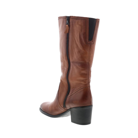 Miz Mooz Torrence Womens Brown Leather Zipper Mid Calf Boots